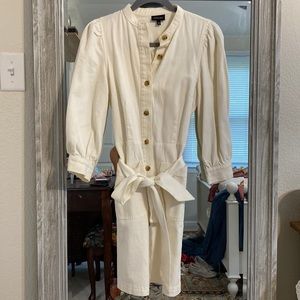 White denim puff sleeve dress